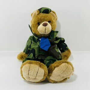 Vintage Kelly Toy Kuddle Me Bear Plush Veteran Camo Military Army Uniform Outfit